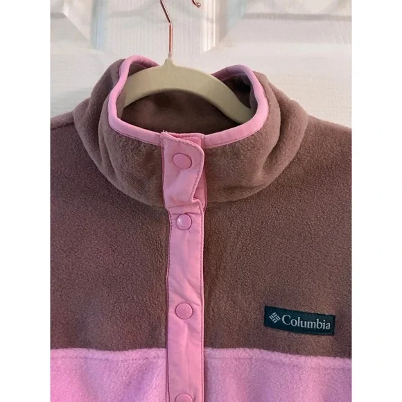 Columbia women's fleece Pink and light brown half snap pullover size Small NWT - Picture 4 of 9